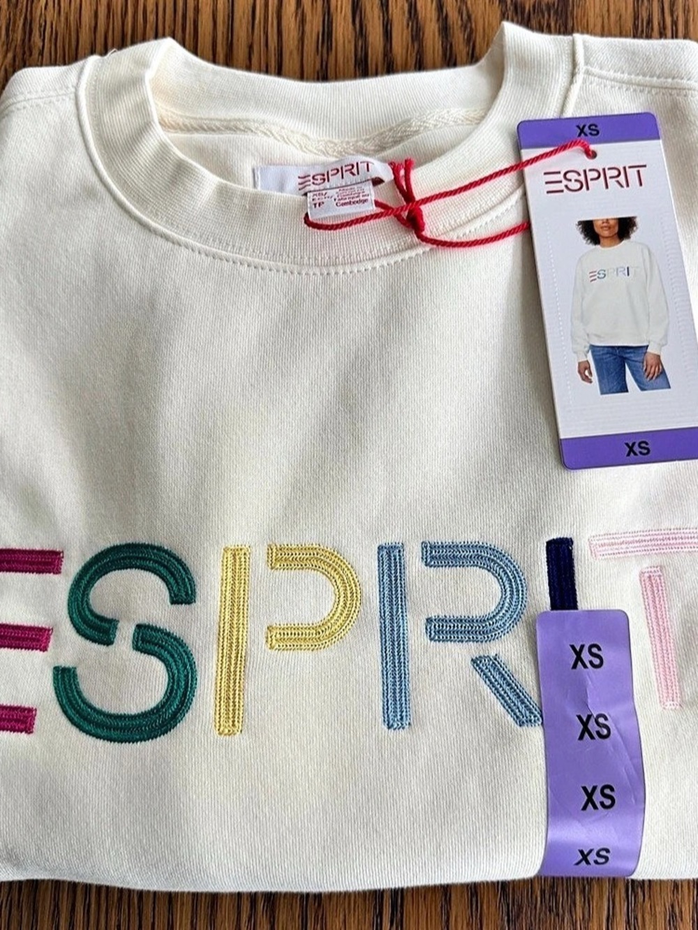 ESPRIT Women's Logo Fleece Crewneck Sweatshirt White XS